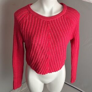 H&M Divided hot pink crew neck cropped sweater